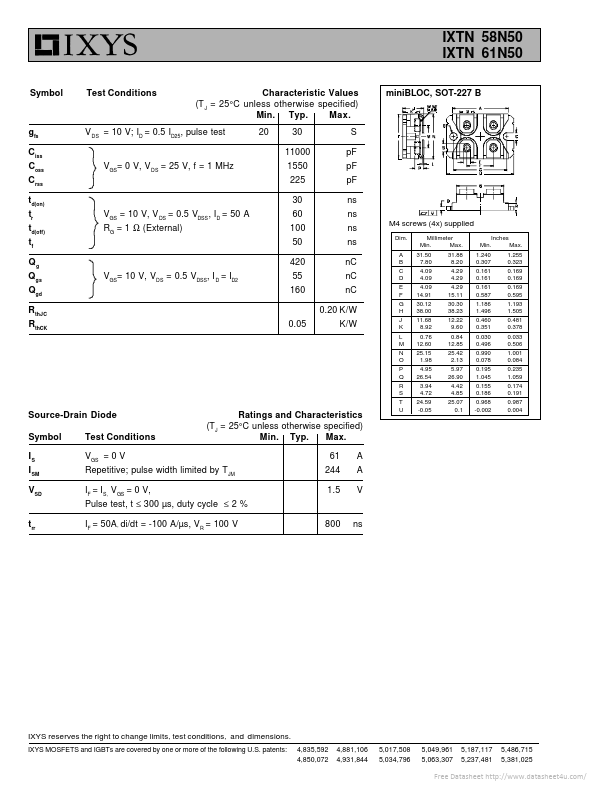 IXTN61N50