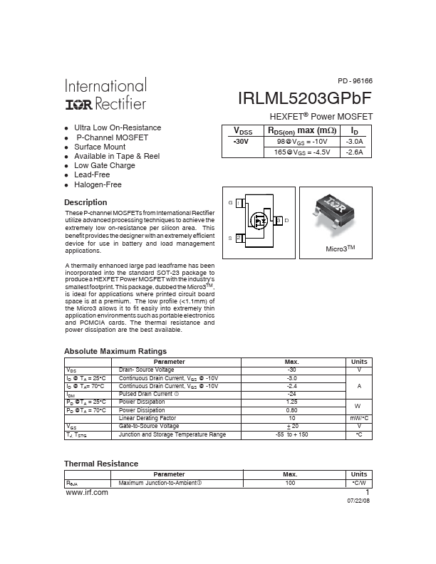 IRLML5203GPbF