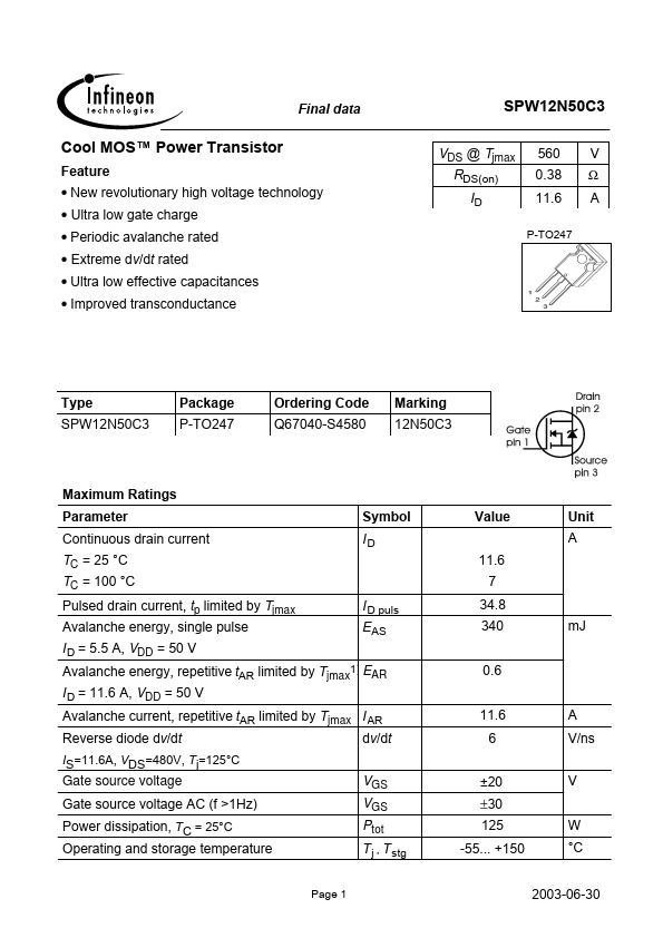 SPW12N50C3