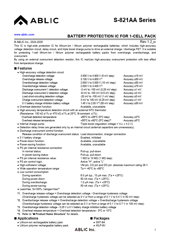 S-821AA Datasheet Preview