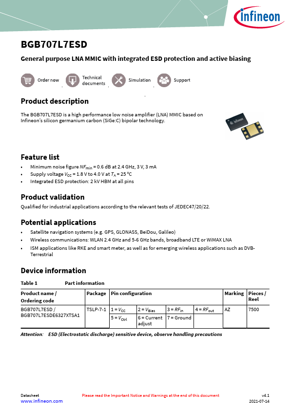 BGB707L7ESD Datasheet Preview
