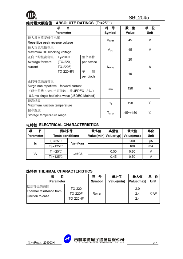 SBL2045HFR