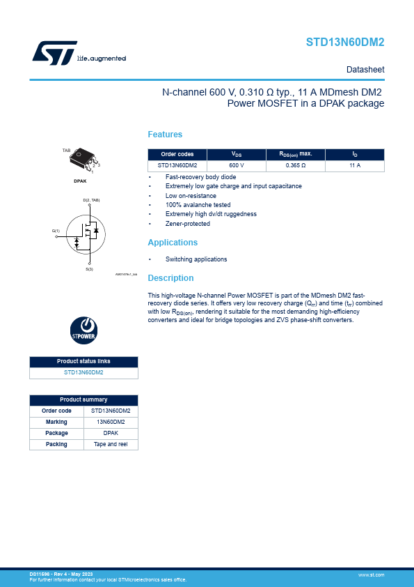 STD13N60DM2