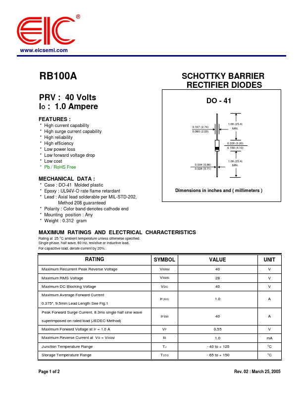 RB100A Datasheet Preview