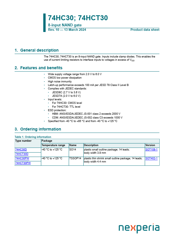 74HC30PW Datasheet Preview