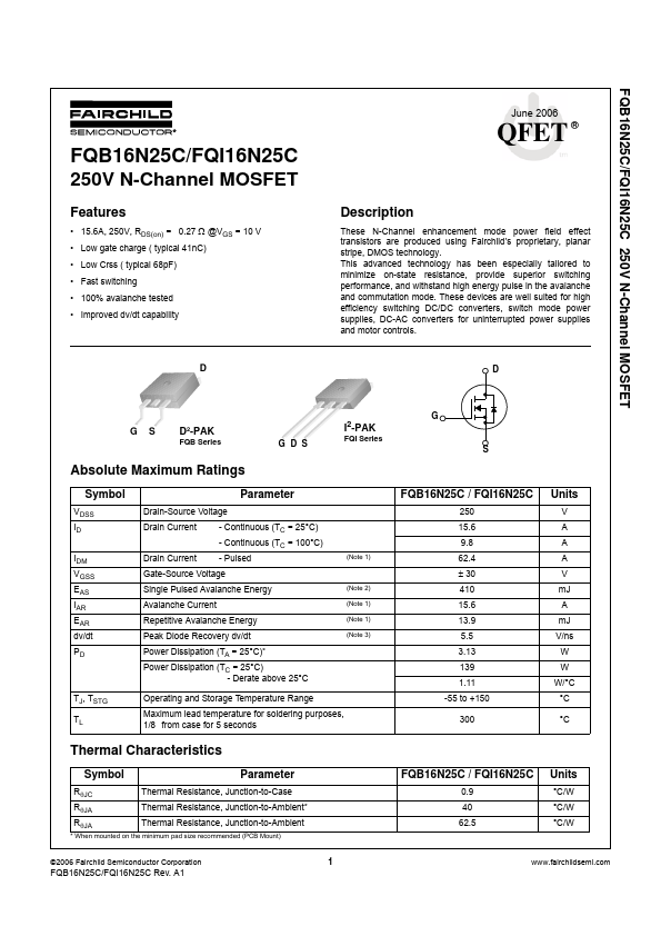 FQB16N25C