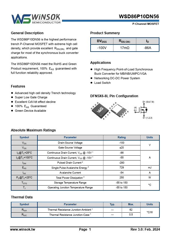 WSD86P10DN56 Datasheet Preview
