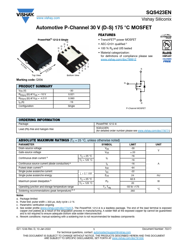 SQS423EN Datasheet Preview