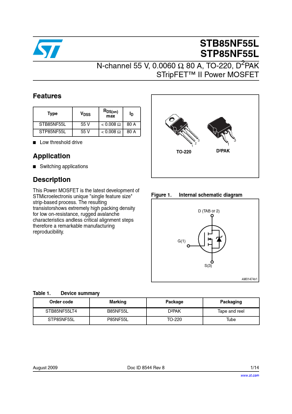 STP85NF55L