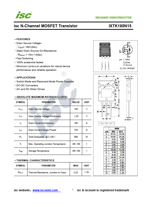 IXTK180N15