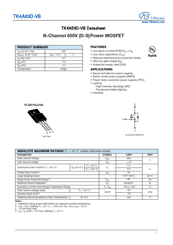 TK4A53D Datasheet Preview