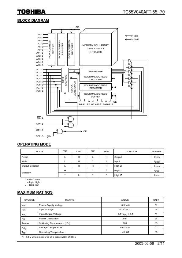 TC55V040AFT