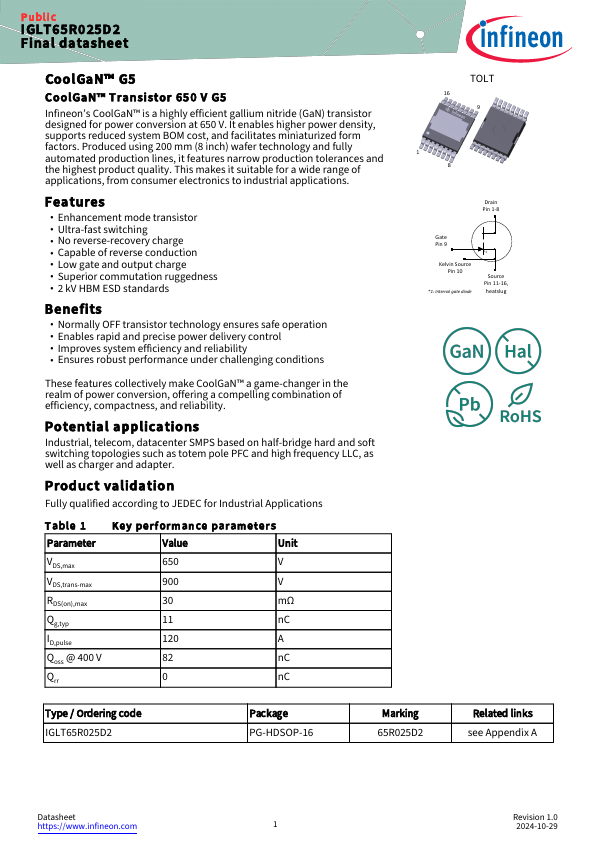 IGLT65R025D2 Datasheet Preview