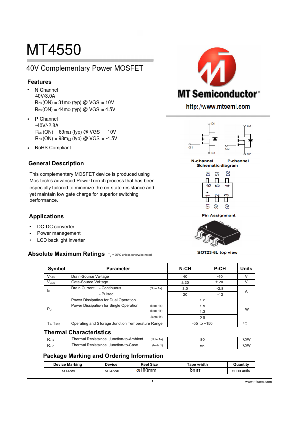 MT4550 Datasheet Preview