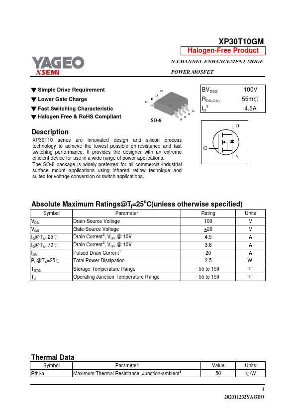 XP30T10GM Datasheet Preview