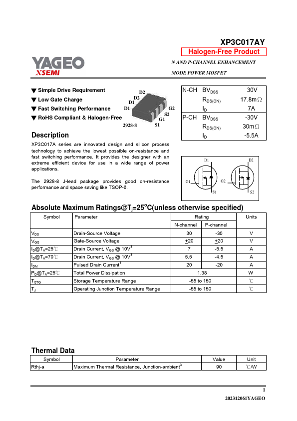 XP3C017AY Datasheet Preview