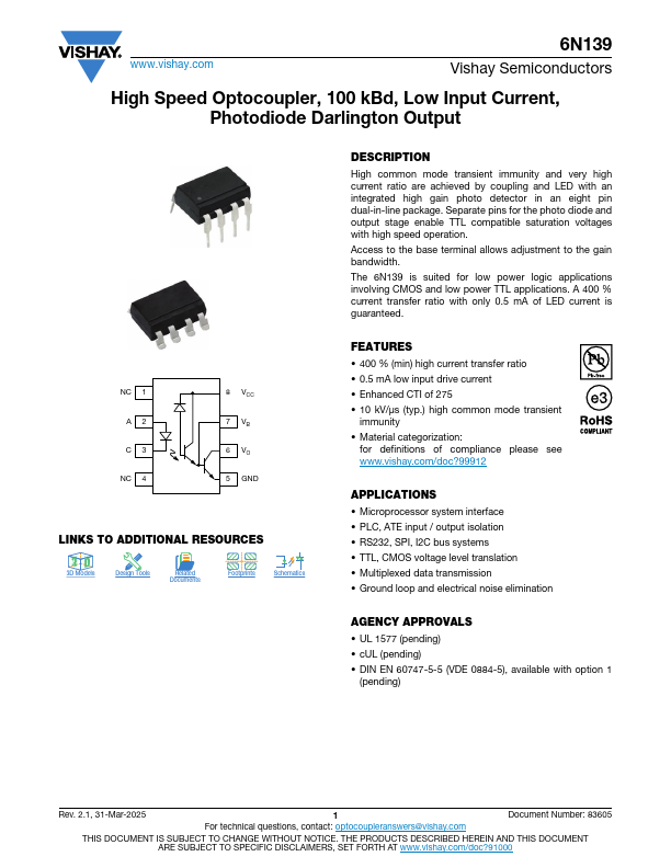 6N139 Datasheet Preview