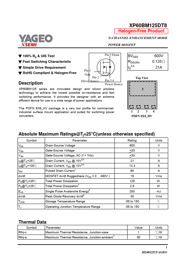 XP60BM125DT8 Datasheet Preview