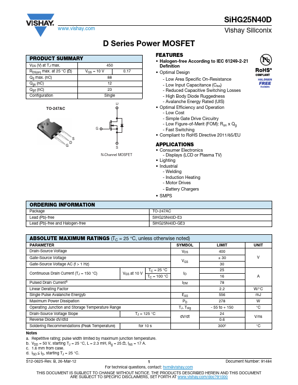 SIHG25N40D