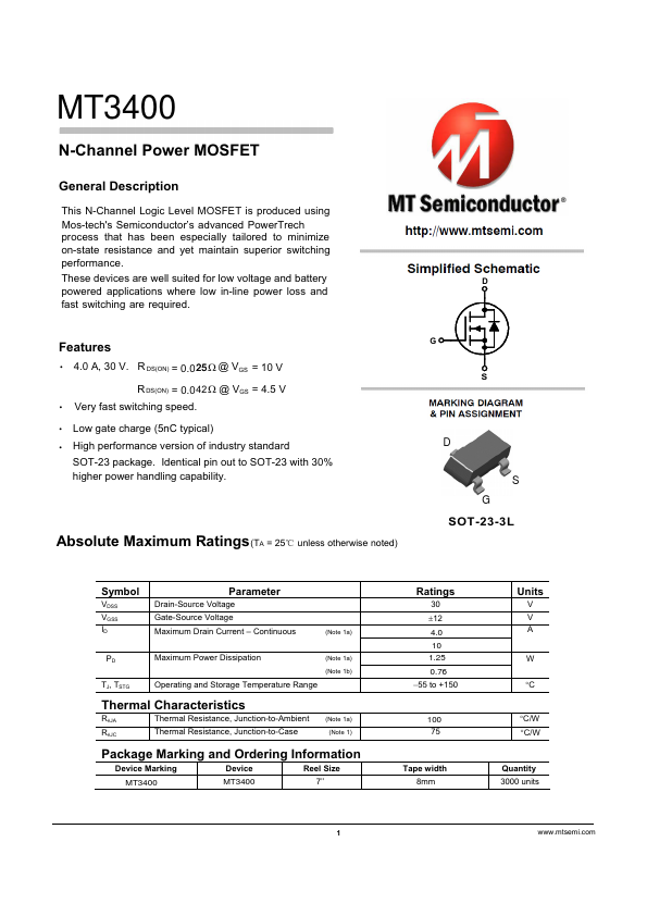 MT3400 Datasheet Preview