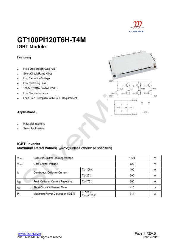 GT100PI120T6H-T4M Datasheet Preview