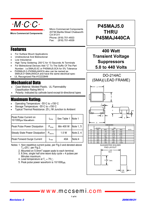 P4SMAJ9.0CA