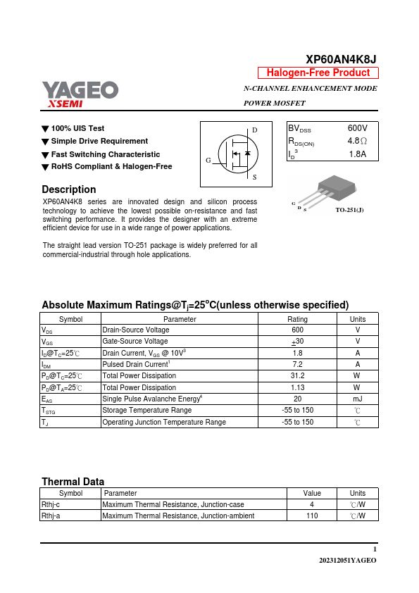 XP60AN4K8J Datasheet Preview