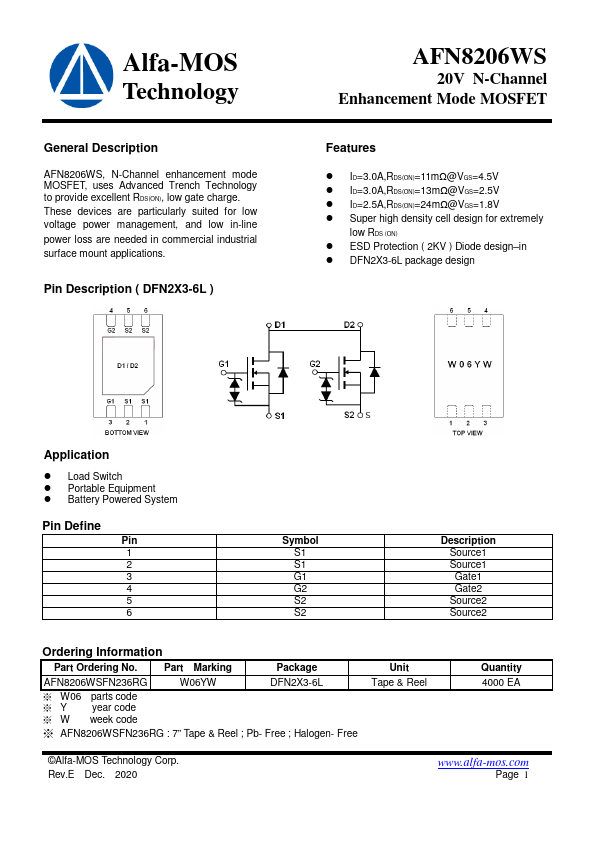 AFN8206WS Datasheet Preview