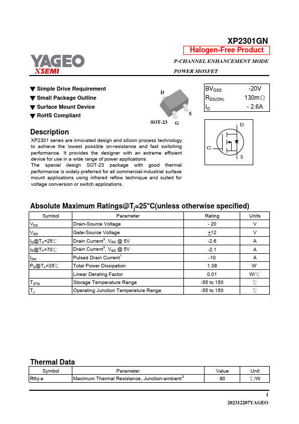 XP2301GN Datasheet Preview