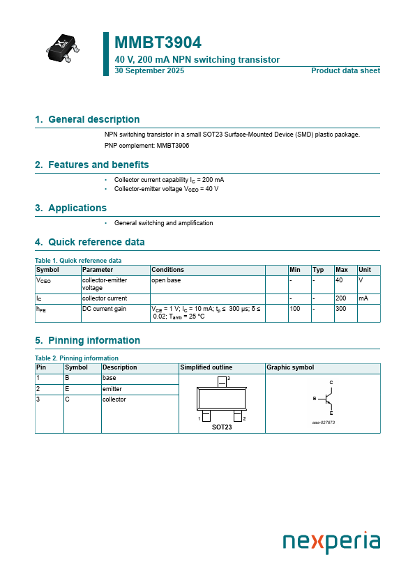 MMBT3904 Datasheet Preview