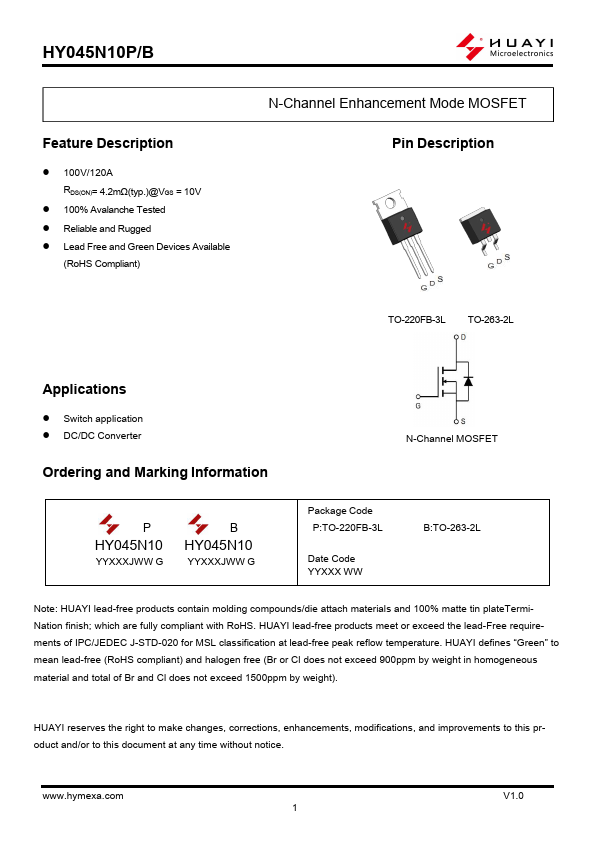 HY045N10B Datasheet Preview