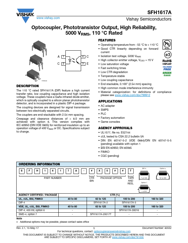 SFH1617A Datasheet Preview