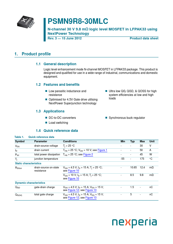 PSMN9R8-30MLC