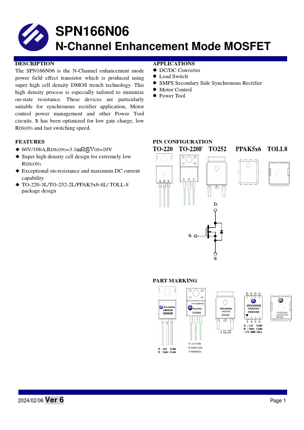 SPN166N06 Datasheet Preview