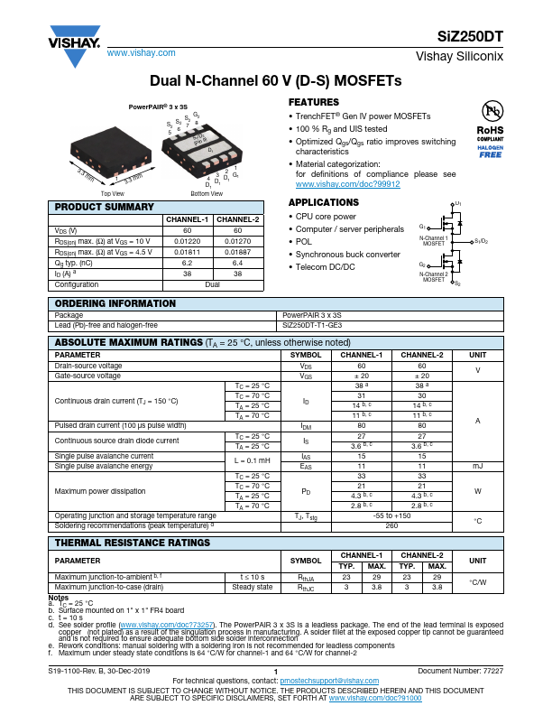 SiZ250DT Datasheet Preview