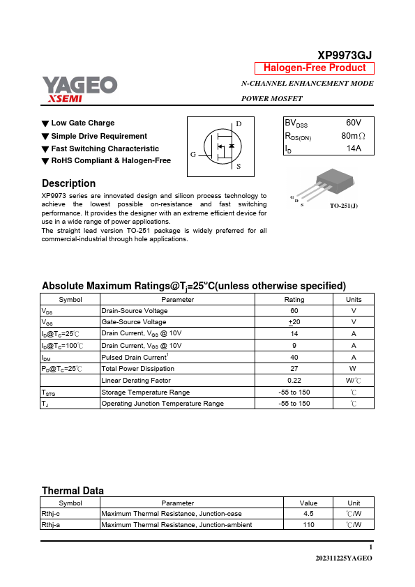 XP9973GJ Datasheet Preview