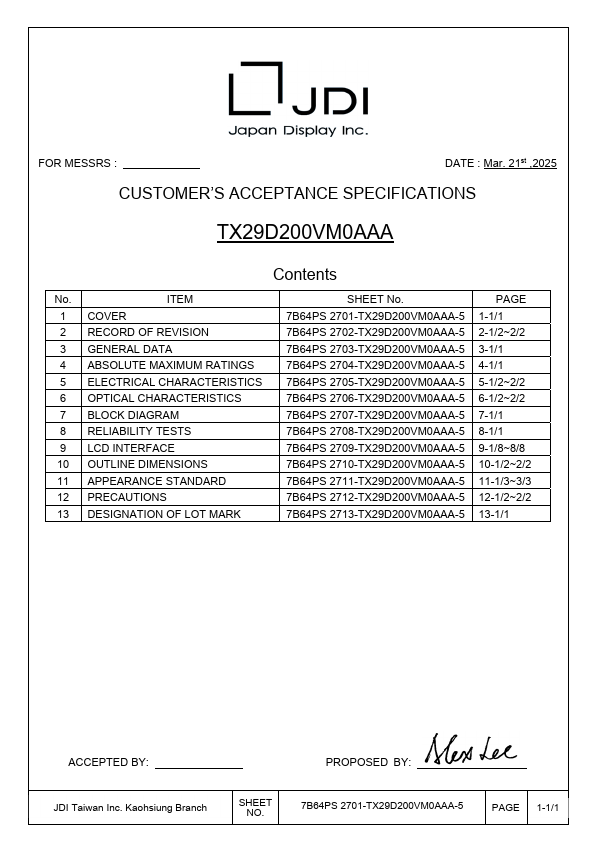 TX29D200VM0AAA Datasheet Preview