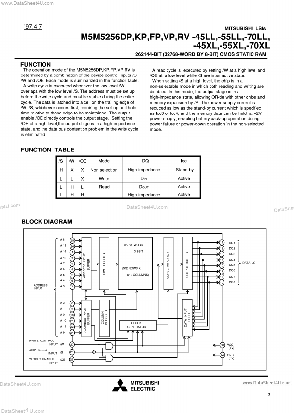 M5M5256DKP-70LL