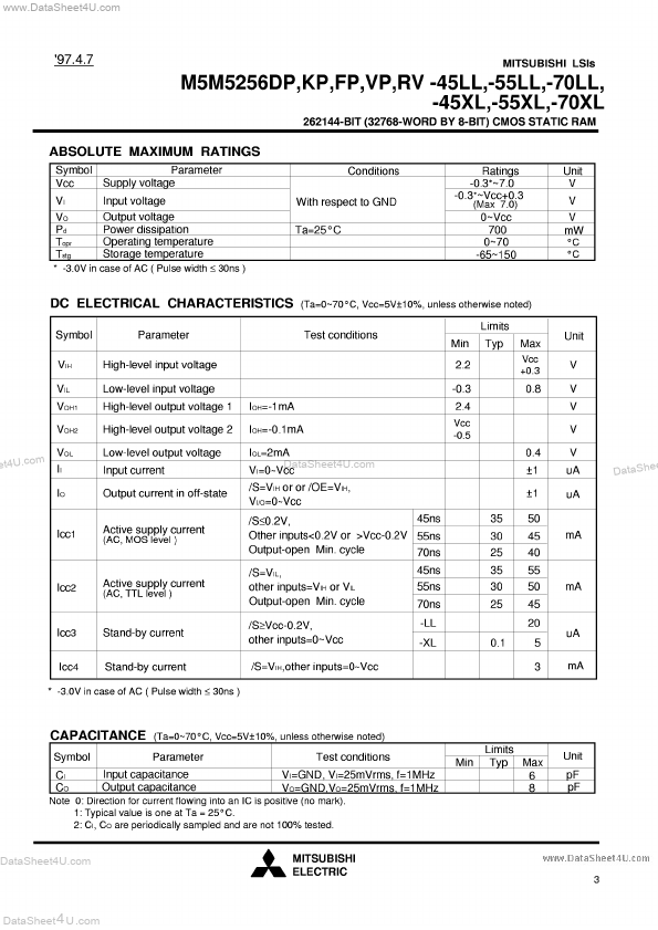 M5M5256DKP-70LL