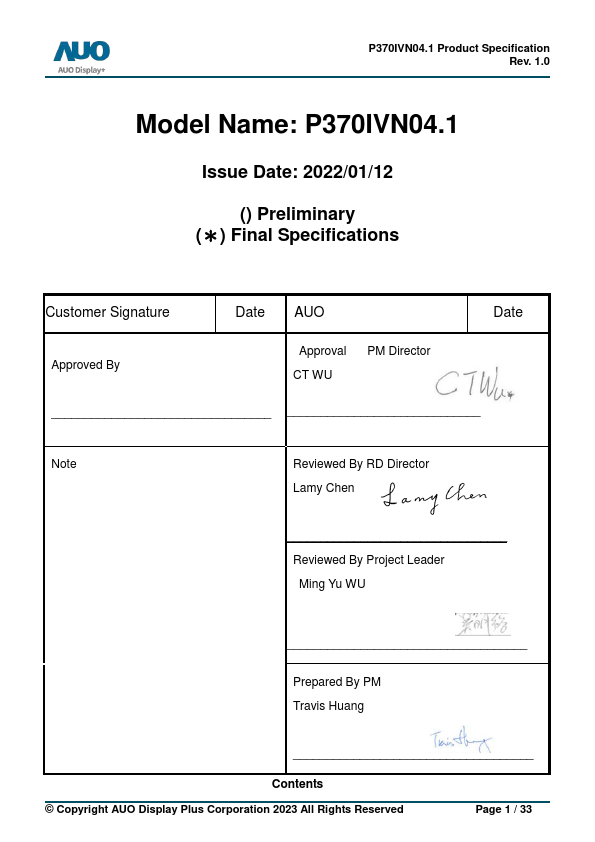 P370IVN04.1 Datasheet Preview