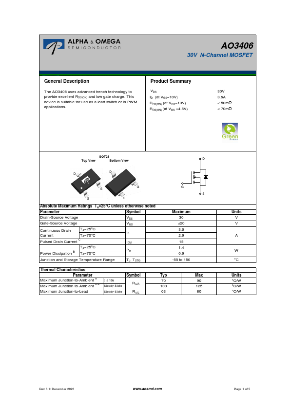 AO3406 Datasheet Preview