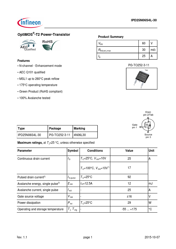 IPD25N06S4L-30