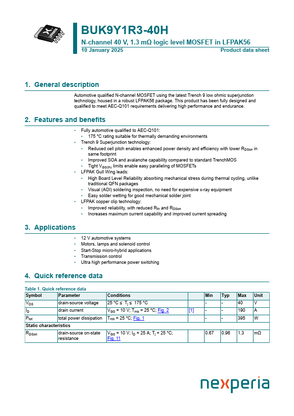 BUK9Y1R3-40H Datasheet Preview