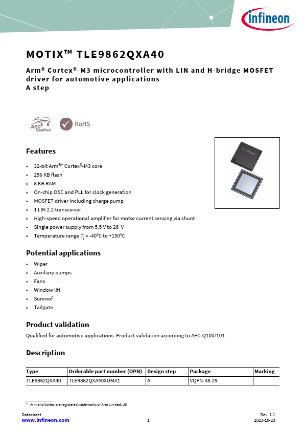 TLE9862QXA40 Datasheet Preview