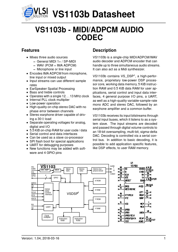 VS1103b Datasheet Preview