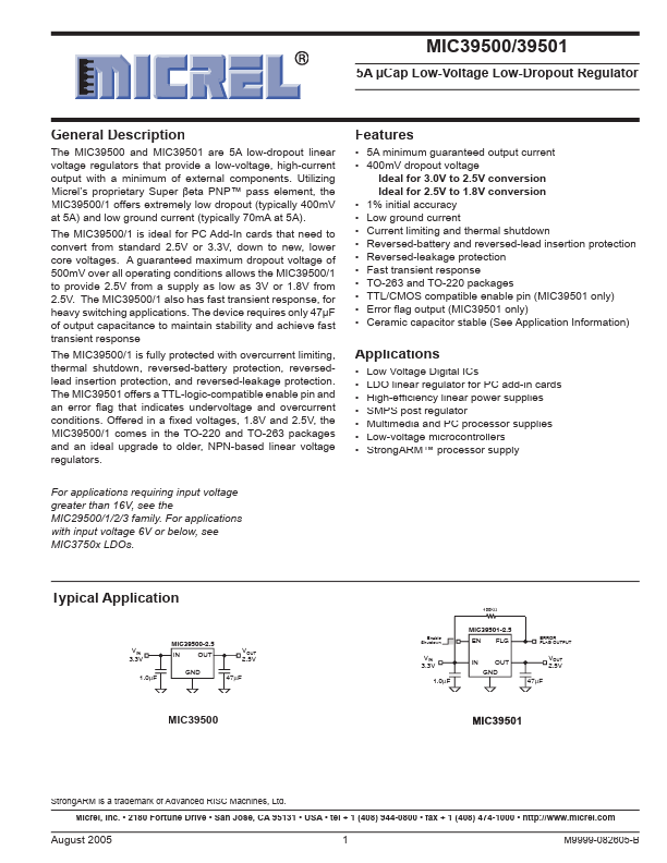 MIC39500 Datasheet Preview