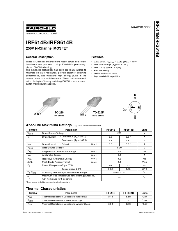 IRFS614B Datasheet Preview