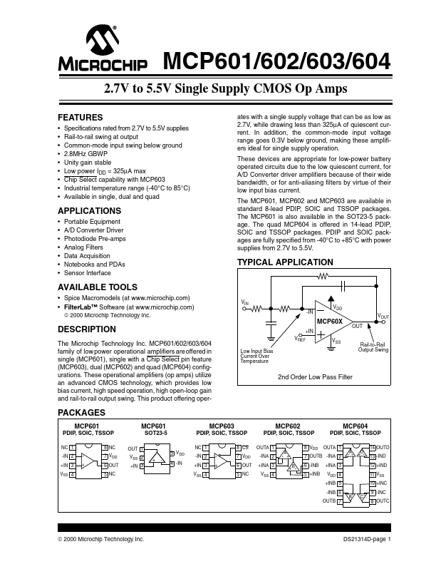 MCP601 Datasheet PDF - Datasheet4U.com