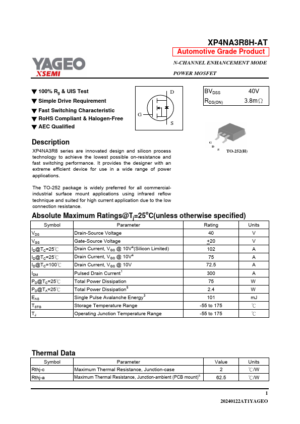 XP4NA3R8H-AT Datasheet Preview