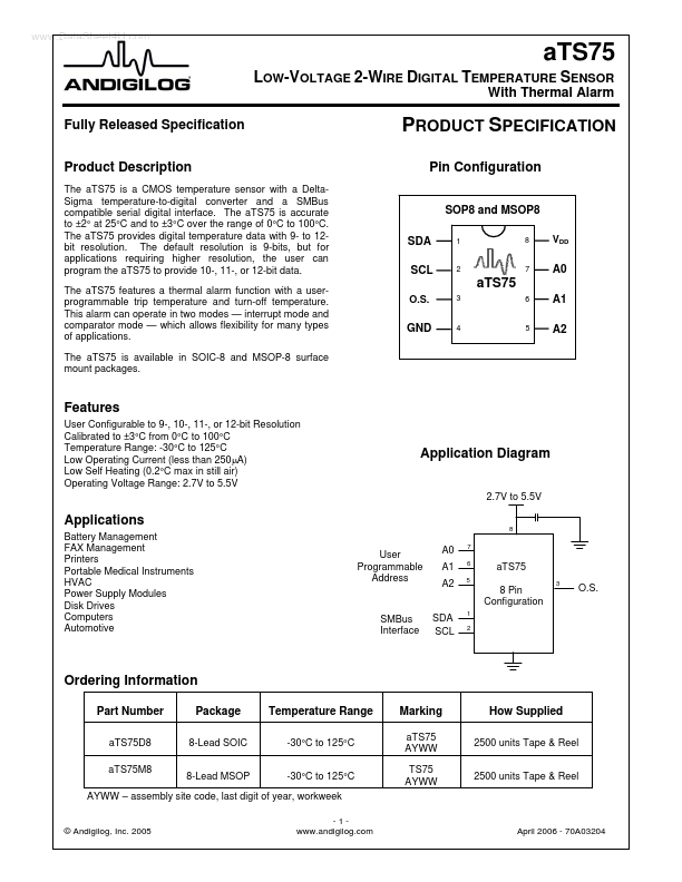 ATS75 datasheet page 1 preview